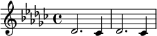 {\key ges \major \relative des' { des2. ces4 des2. ces4 }}