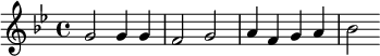 {\key g \minor \relative g' { g2 4 4 f2 g a4 f g a bes2 }}