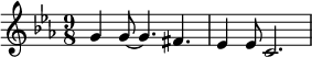 {\time 9/8 \key ees \major \relative g' { g4 8~4. fis4.  ees4 8 c2. }}